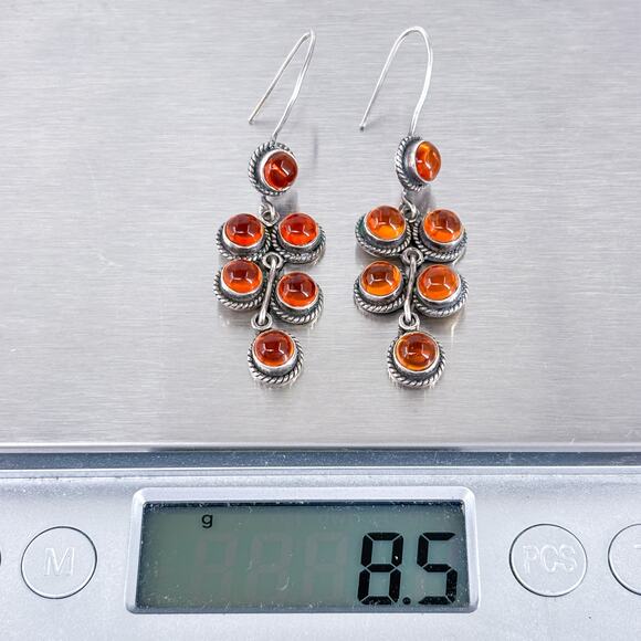 Citrine Cluster Dangle Earrings | Vintage Sterling Silver 925 - Picture 8 of 8